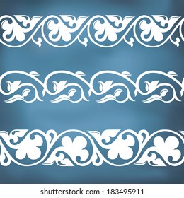Seamless floral tiling borders. Inspired by old ottoman and arabian ornaments