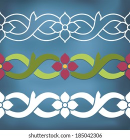 Seamless floral tiling borders. Inspired by indian ornaments