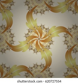 Seamless floral tiling pattern in gold and beige colors. Vintage damask ornament.