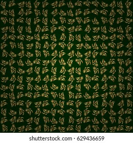 Seamless floral tiling pattern in gold and green colors. Vintage damask ornament.