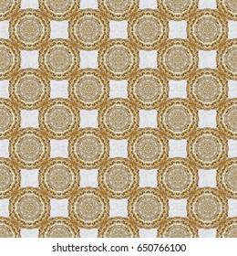 Seamless floral tiling pattern in gold and gray colors. Vintage damask ornament.