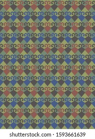 Seamless floral, traditional carpet patterns of Kazakhs. Background, texture, design of life of nomads. Ancient Turkic ornaments. Customs and traditions of Kazakhstan. Decorative art of nomads