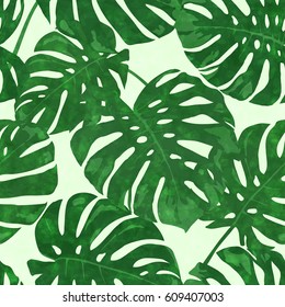 Seamless floral tropical pattern with palm leaves, jungle leaf, vector illustration.  Floral background for textile or book covers, manufacturing, wallpapers, print and gift wrap.