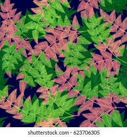 Seamless floral tropical pattern with palm leaves, jungle leaf,, vector illustration. Summer botanical background