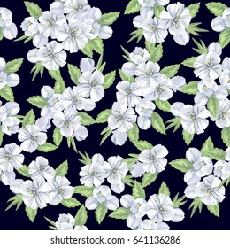 Seamless floral tropical pattern with palm leaves, jungle leaf and flowers, vector illustration. Summer botanical background