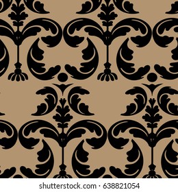 Seamless floral vector background, black damask seamless pattern, floral ornament for wallpaper of wrapping paper design