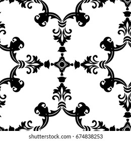 Seamless floral vector background, black damask seamless pattern, floral ornament for wallpaper of wrapping paper design