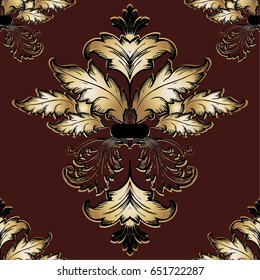 Seamless floral vector background, damask baroque seamless pattern, floral leaf ornament for wallpaper of wrapping paper design decor