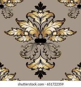 Seamless floral vector background, damask baroque seamless pattern, floral leaf ornament for wallpaper of wrapping paper design decor
