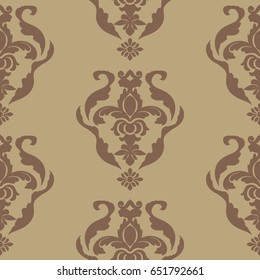 Seamless floral vector background, damask baroque seamless pattern, floral leaf  ornament for wallpaper of wrapping paper design decor