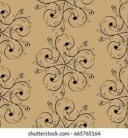 Seamless floral vector background, damask baroque seamless pattern, floral leaf curly ornament for wallpaper of wrapping paper design decor