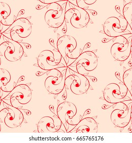 Seamless floral vector background, damask baroque seamless pattern, floral leaf curly ornament for wallpaper of wrapping paper design decor