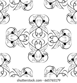 Seamless floral vector background, damask baroque seamless pattern, floral leaf curly ornament for wallpaper of wrapping paper design decor