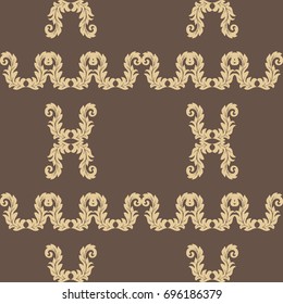 Seamless floral vector background,  damask royal seamless brown pattern, floral ornament for wallpaper of wrapping paper design