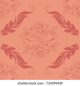 Seamless floral vector background, damask royal seamless light pink  pattern, floral ornament for wallpaper of wrapping paper design