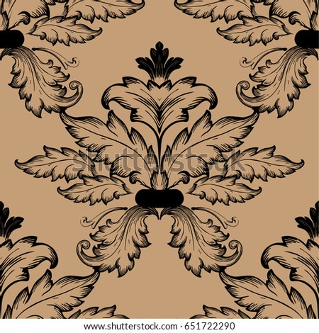 Seamless floral vector background, damask baroque seamless pattern, floral leaf ornament for wallpaper of wrapping paper design decor