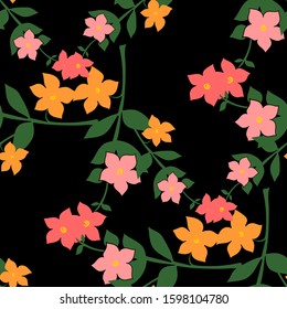 Seamless floral vector background. Decorative pattern of colorful flowers