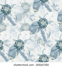 Seamless floral vector background with fragile soft snowdrop flowers.