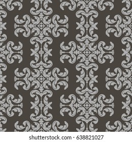 Seamless floral vector background, grey  damask seamless pattern, floral ornament for wallpaper of wrapping paper design.