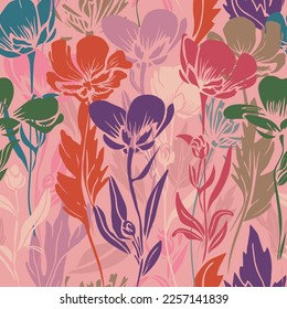 Seamless floral vector background. Hand drawn botanic pattern for textile.
