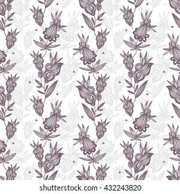 Seamless floral vector background. Hand drawn. Oriental colorful or monochrome Pattern.