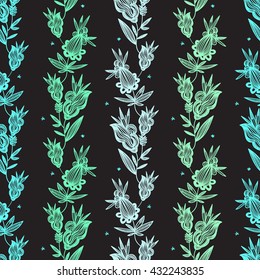 Seamless floral vector background. Hand drawn. Oriental colorful or monochrome Pattern.