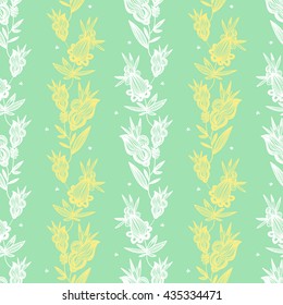 Seamless floral vector background. Hand drawn. Oriental colorful or monochrome Pattern.