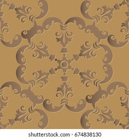 Seamless floral vector background, light brown damask seamless pattern, floral ornament for wallpaper of wrapping paper design