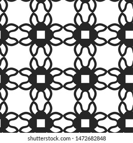 Seamless floral vector black and white pattern. Repeat background for fabric, textile, design, cover, wrapping.