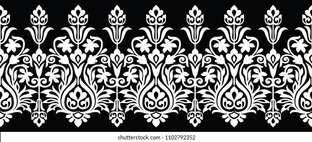 Seamless floral vector border for lace