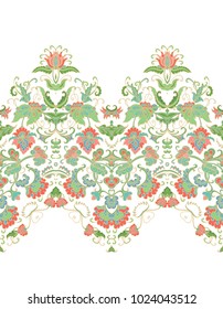 Seamless floral vector border ornament on white background