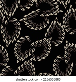 seamless floral vector brown leaves pattern on black background