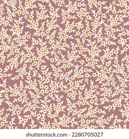 crema vectorial floral sin soldadura flores pequeñas hojas patrón en el fondo