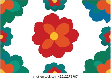 A seamless floral vector design featuring flowers in four distinct colors. Perfect for digital prints, textile designs, and backgrounds. Add a touch of elegance to your creative projects.