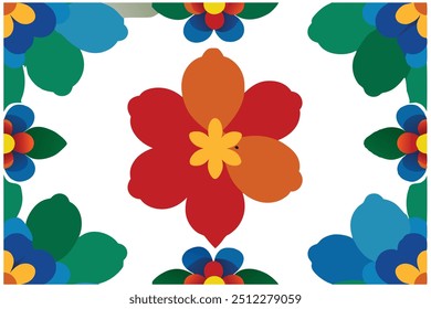 A seamless floral vector design featuring flowers in four distinct colors. Perfect for digital prints, textile designs, and backgrounds. Add a touch of elegance to your creative projects.