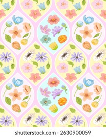 Design de ilustração de vetor floral sem emenda.