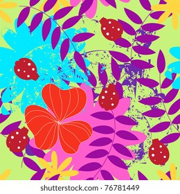 seamless floral vector illustration with insects
