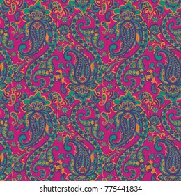 Seamless  Floral vector illustration with paisley pattern