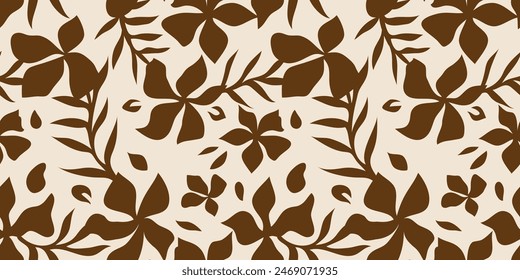 Vector floral sin costura lacónico negro y blanco dibujo de tinta hecha a mano para el diseño de tela, decoración, cerámica, tarjetas de felicitación, flores, impresión de textura