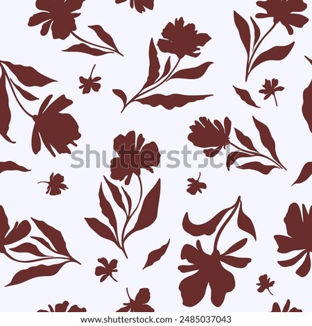 Seamless floral vector laconic yellow and black handmade ink doodle pattern for background design fabric, decor, ceramics, greeting cards, flowers, texture print on a light background