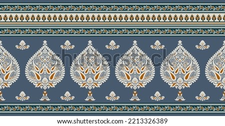 Seamless floral vector motif border design