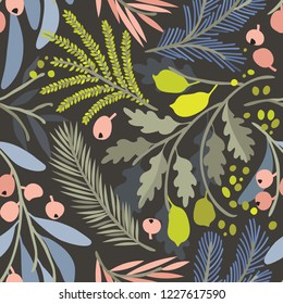 Seamless floral vector patter. Botanical background