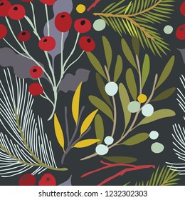 Seamless floral vector patter. Botanical background