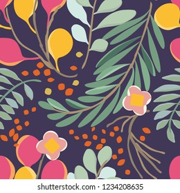 Seamless floral vector patter. Botanical background