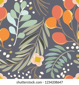 Nahtlose florale Vektorgrafik. Botanischer Hintergrund