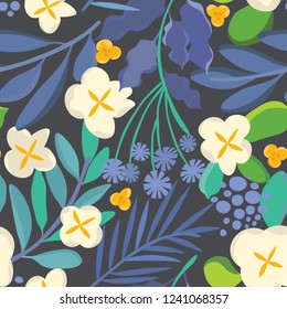 Seamless floral vector patter. Botanical background
