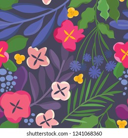 Seamless floral vector patter. Botanical background