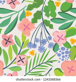 Seamless floral vector patter. Botanical background