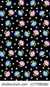 Seamless Floral Vector Pattern Black Backround