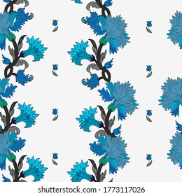  Seamless Floral Vector Pattern with Blue flowers. great for fabric, textile, curtains, pillows, blankets, wall paper, gift wrapping, kids dresses etc